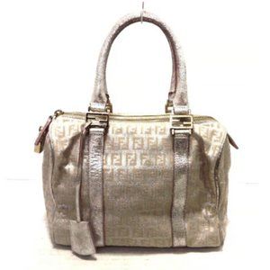 FENDI Zucca Zucchino Mini Boston Canvas Satchel